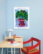 poster with painted monstera plant