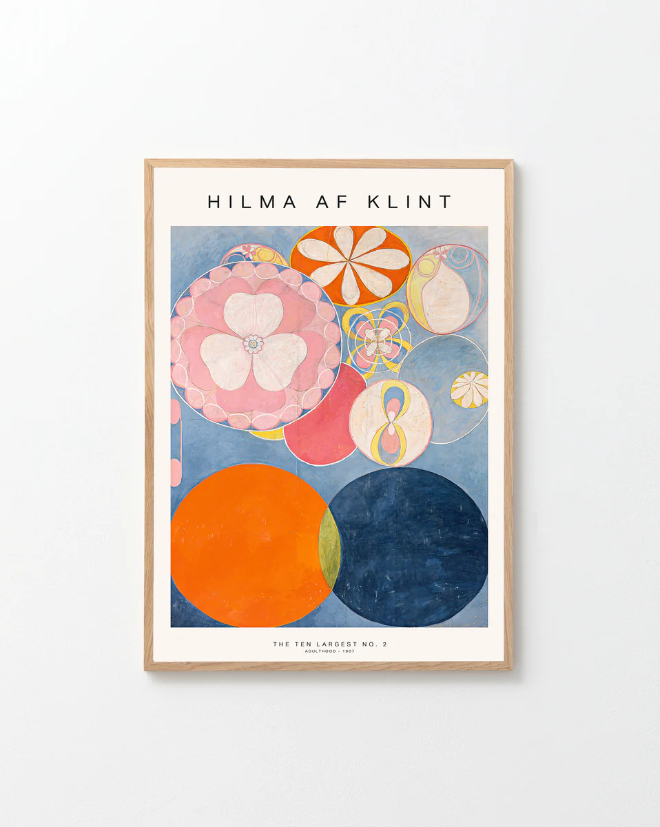 Framed artwork by Hilma af Klint on a white wall