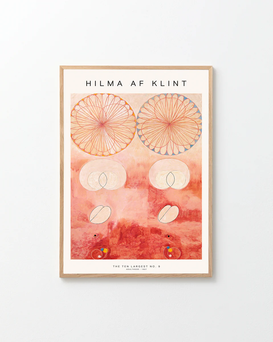 Framed artwork by Hilma af Klint on a white wall