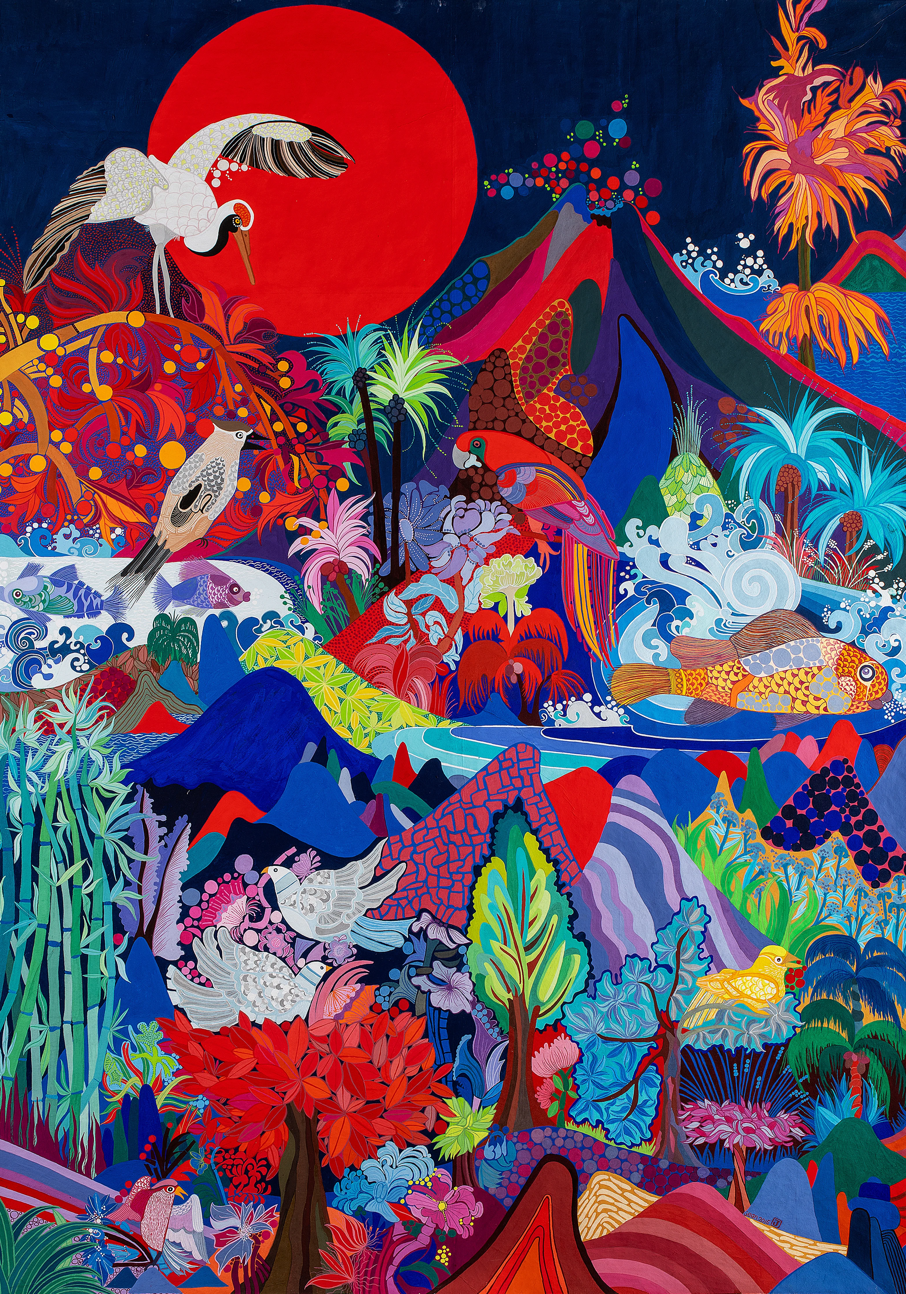 Volcanos & Islands Poster by Jean Tori - Gouache painting