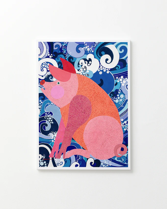 Pig Among the Waves Poster