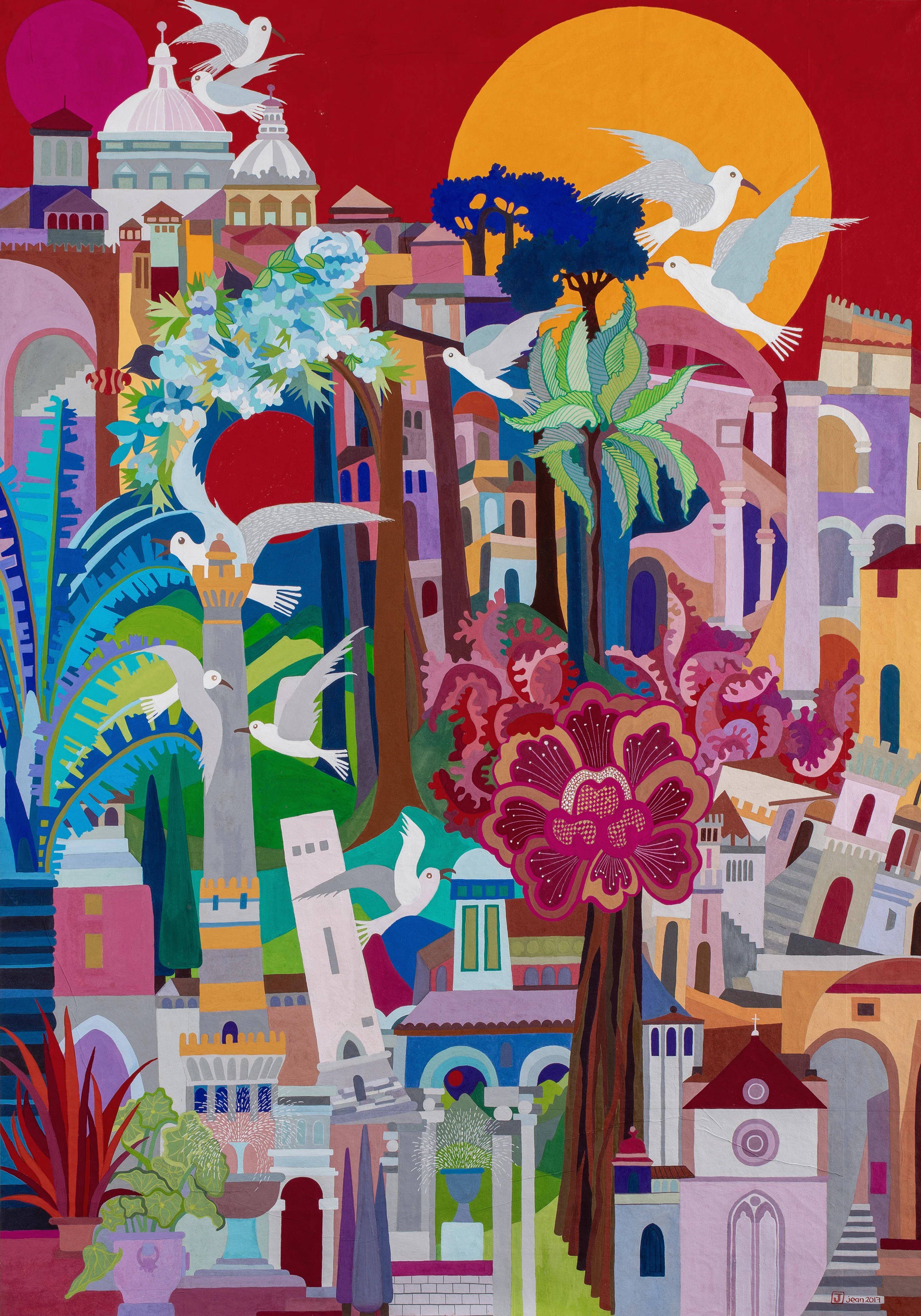 Cityscape Poster by Jean Tori - Gouache painting | Wallbaby.com