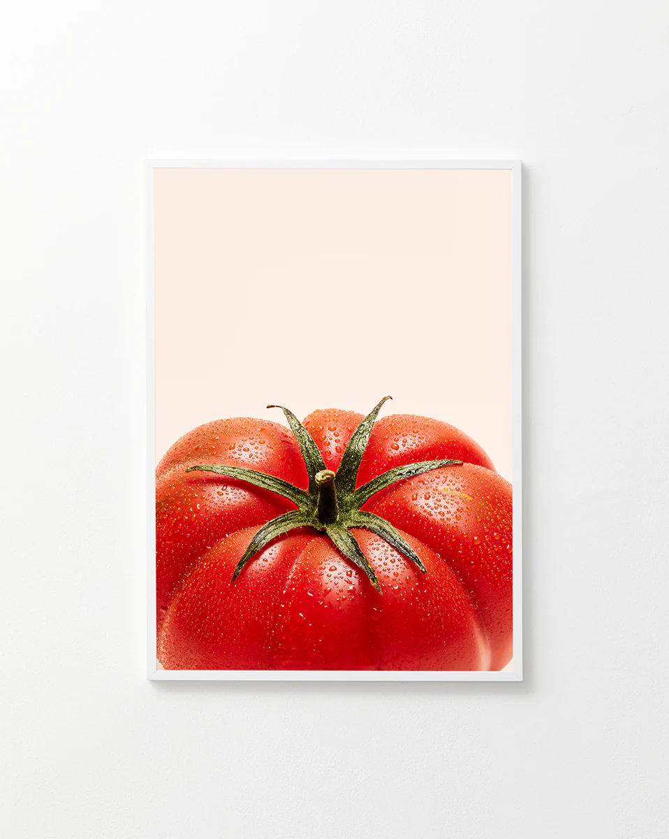 Poster "Tomato Close Up" in a white frame against a white background