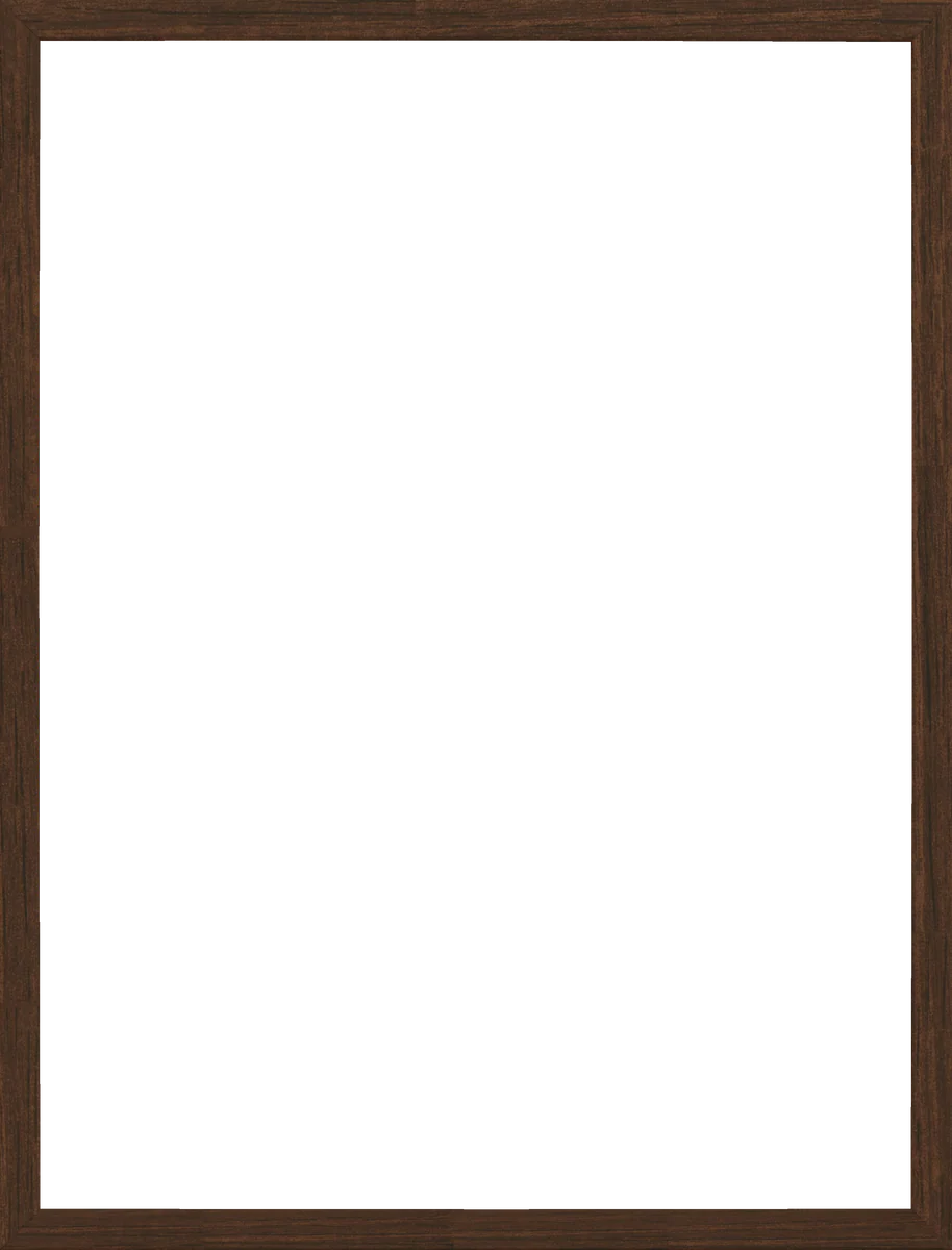 The Frame Dark Oak blackboard features a spotless black surface encased in a luxurious dark wooden frame. Its rich brown finish offers an elegant touch, perfect for a Scandinavian look, complementing the pristine slate ready for your creativity.