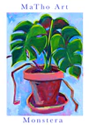 poster with painted monstera plant