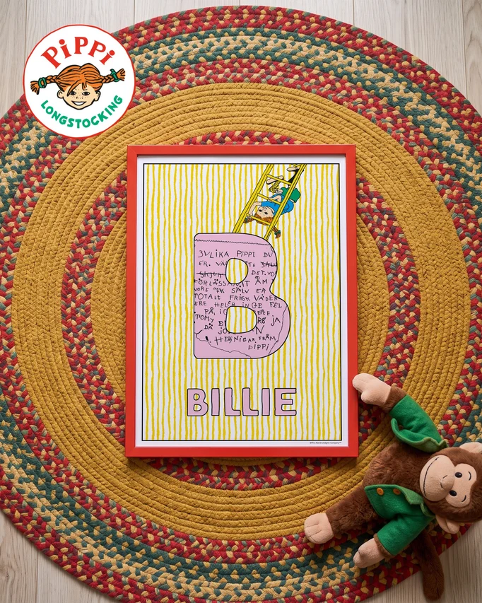 Pippi Longstocking name poster B – Flat lay
