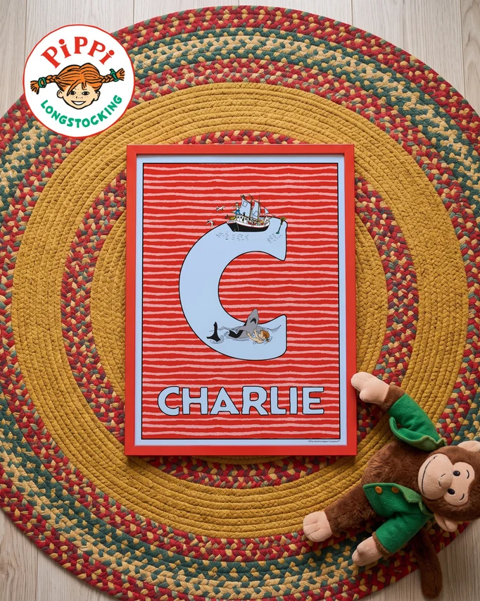 Pippi Longstocking name poster C – Flat lay