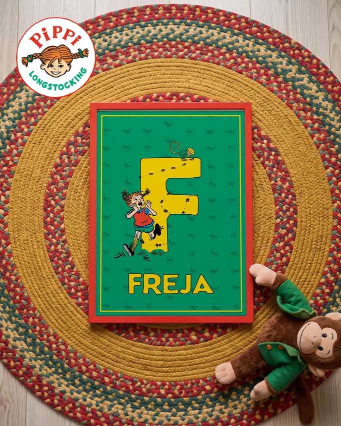 Pippi Longstocking name poster F – Flat lay