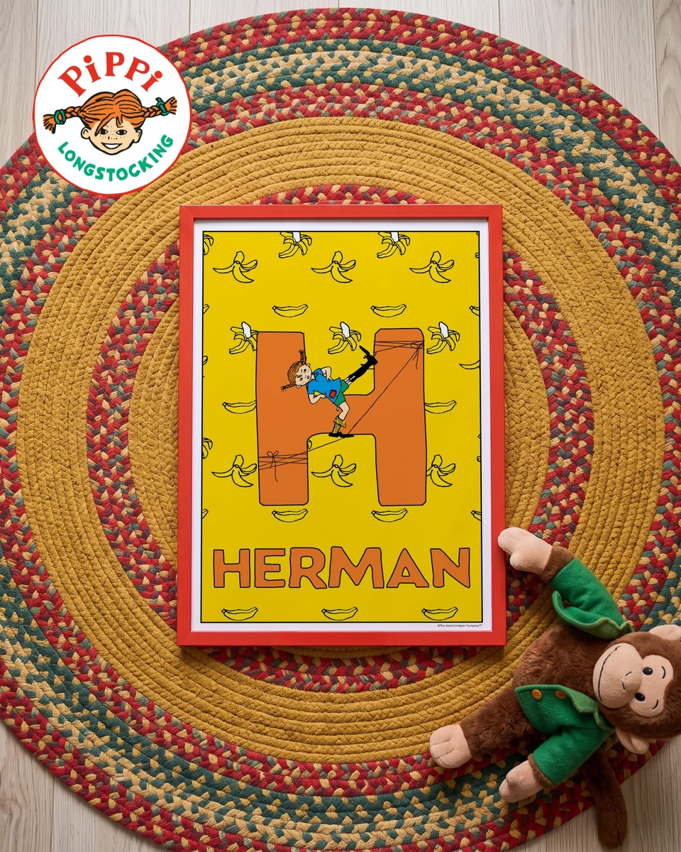 Pippi Longstocking name poster H – Flat lay