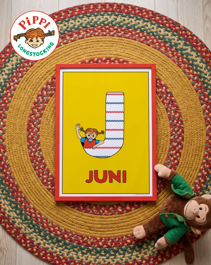 Pippi Longstocking name poster J – Flat lay