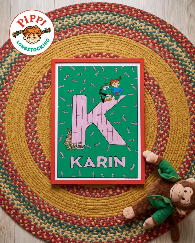 Pippi Longstocking name poster K – Flat lay