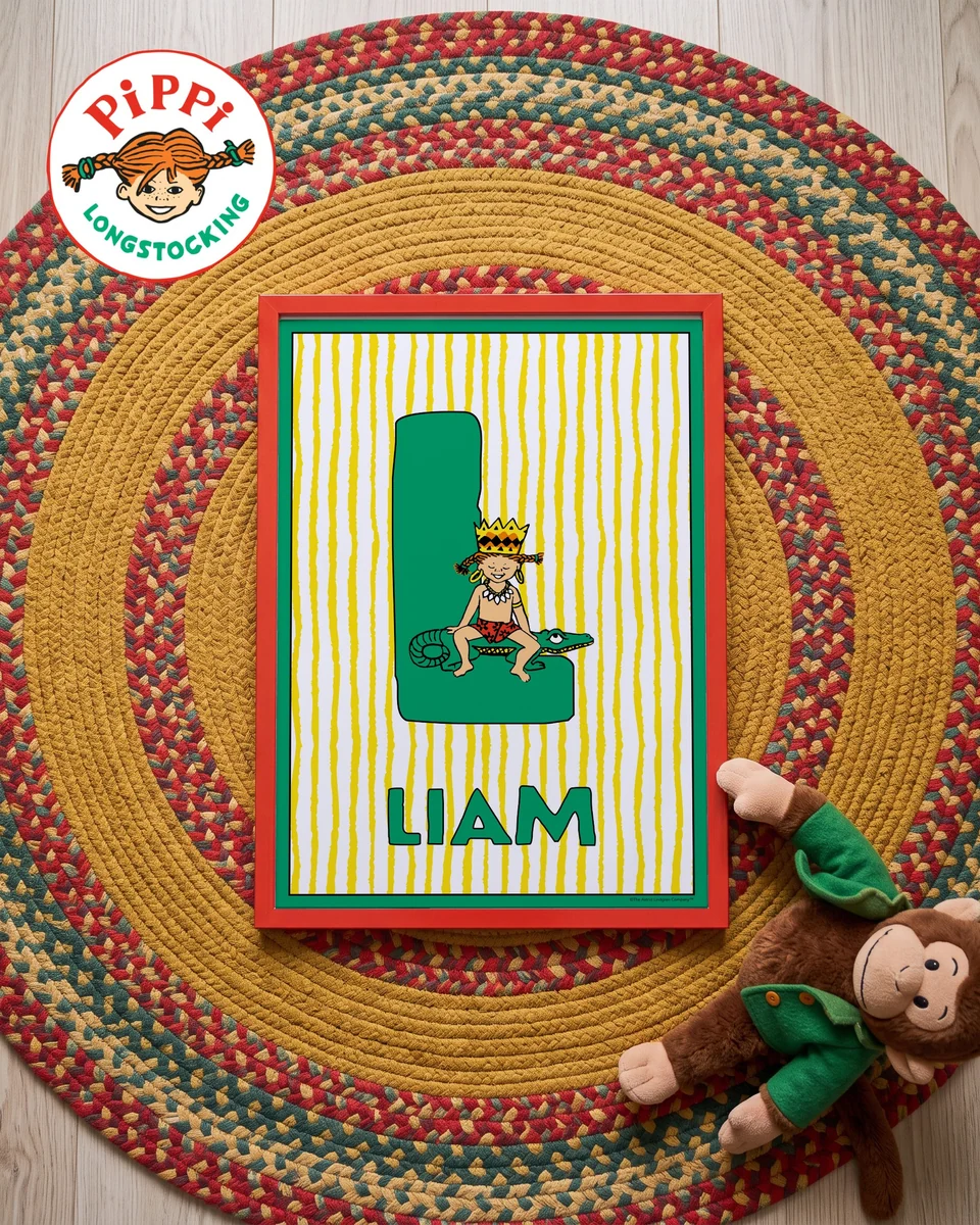 Pippi Longstocking name poster L – Flat lay