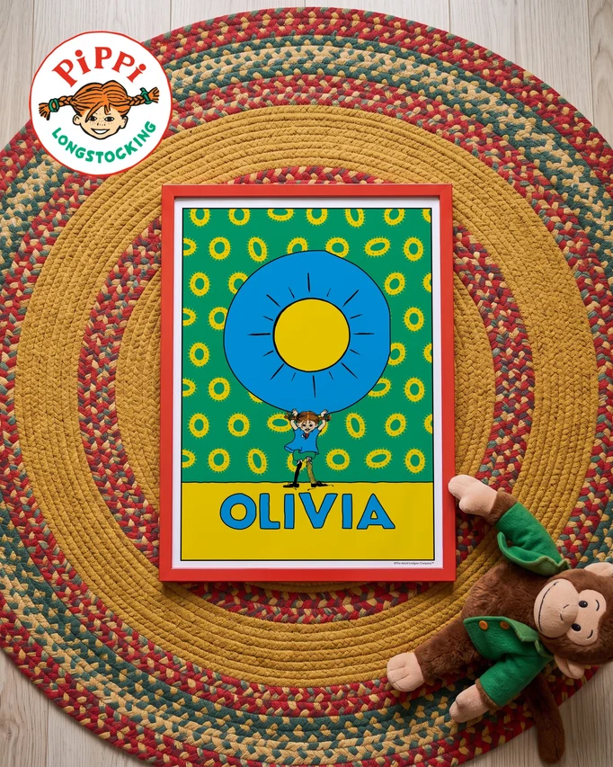 Pippi Longstocking name poster O – Flat lay