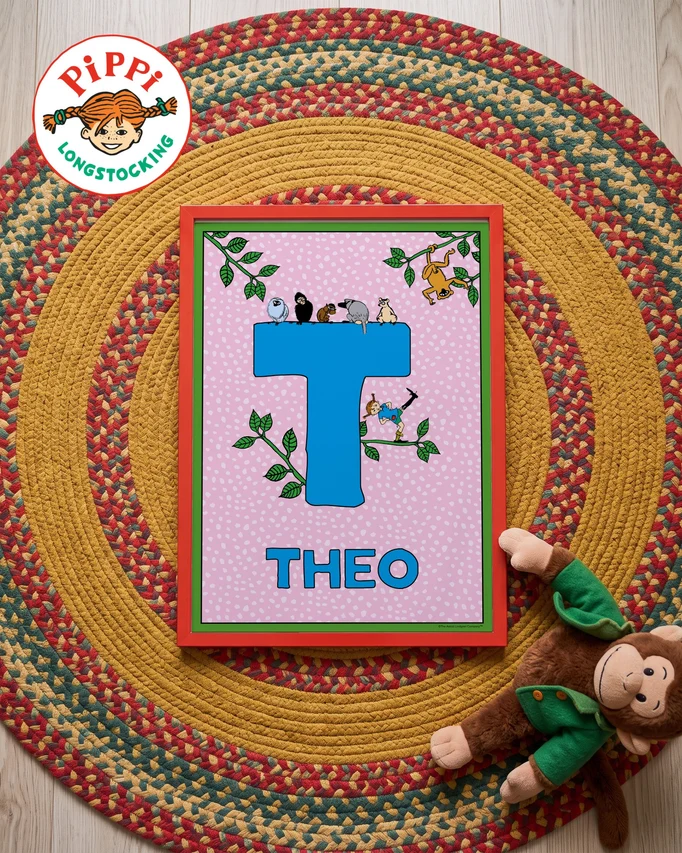 Pippi Longstocking name poster T – Flat lay