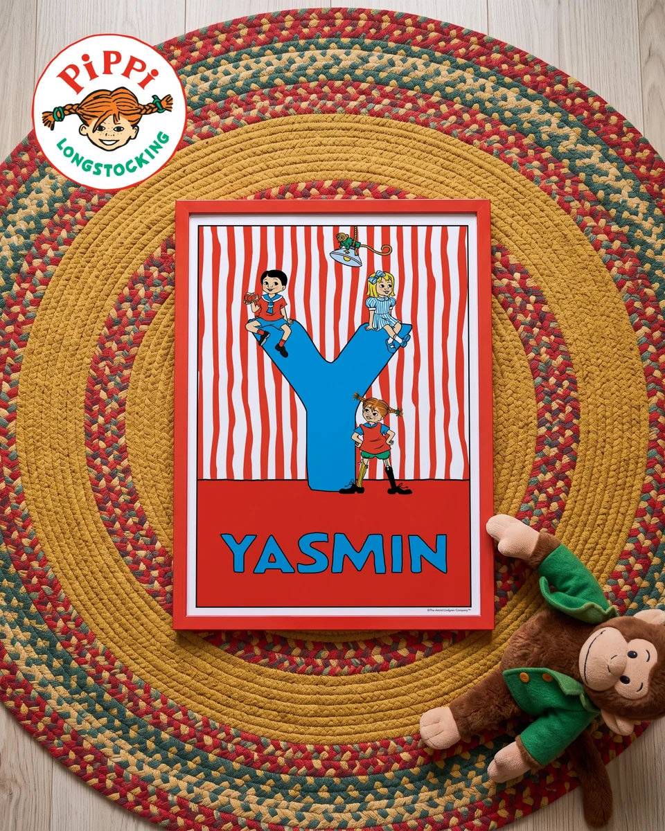 Pippi Longstocking name poster Y – Flat lay
