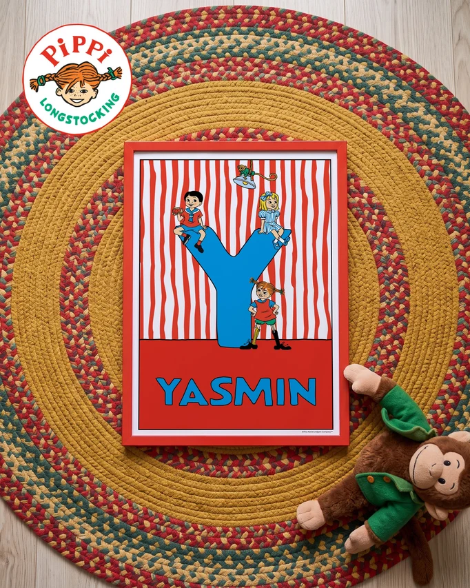 Pippi Longstocking name poster Y – Flat lay