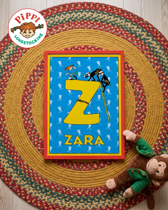 Pippi Longstocking name poster Z – Flat lay