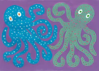 poster with painted colorful octopuses