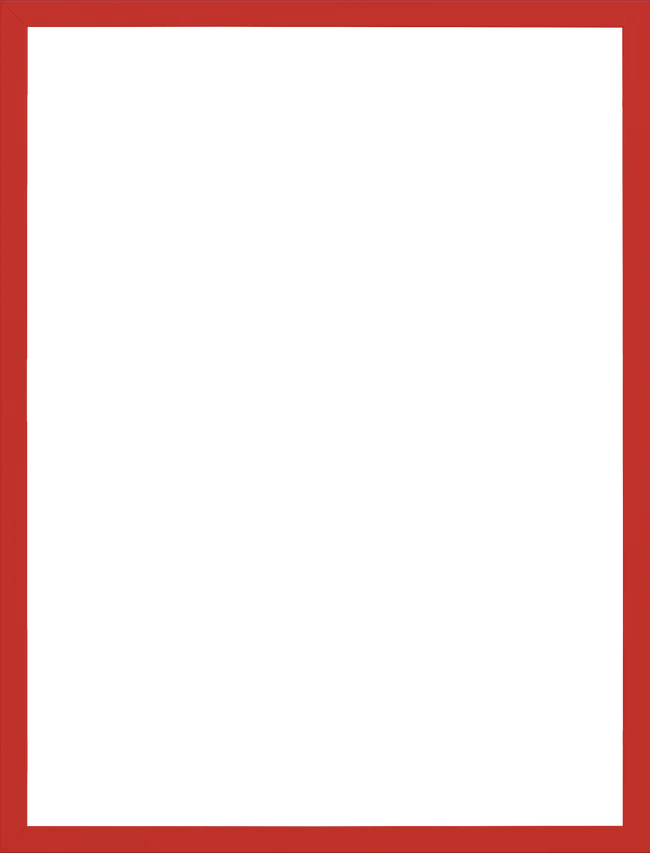 The Frame Red is a stylish, vibrant red wooden picture frame with clean lines and a smooth finish. It stands vertically against a plain background, making it ideal for displaying your favorite poster or art piece.