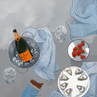 Poster with champagne, oysters and strawberries