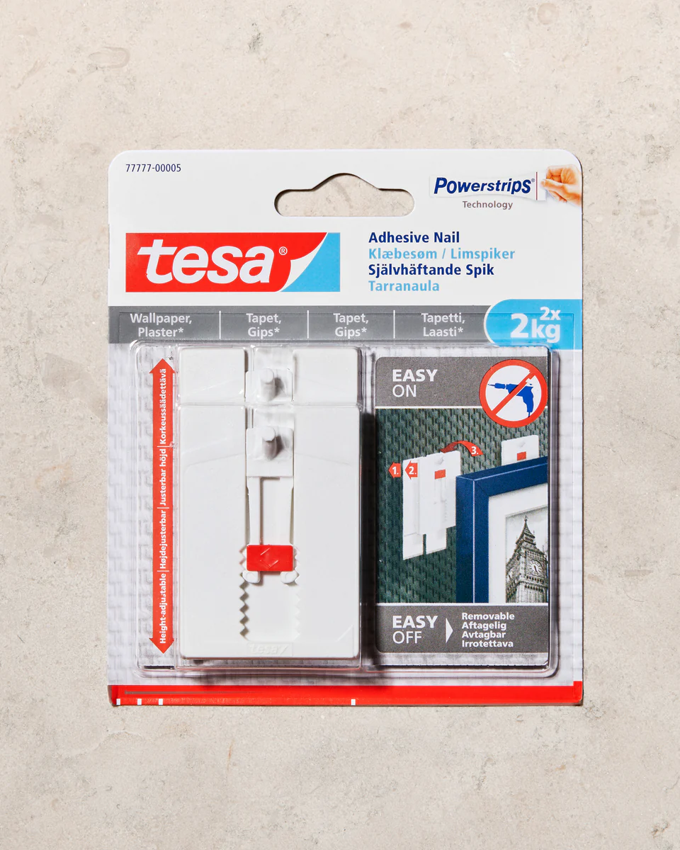 Tesa - Adjustable Self-Adhesive Nail for all types of wall (max 2x2kg)
