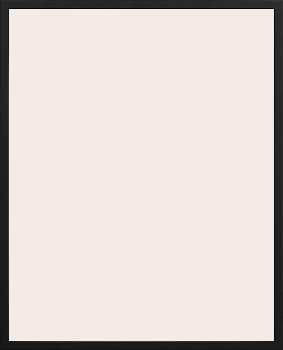 The Frame Black product features an upright blank off-white canvas encased in a black wooden frame, set against a plain backdrop. This high-quality acrylic glass setup highlights minimalism and creative potential, all while maintaining a timeless appearance.