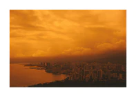 Honolulu captured from above with a yellow filter.