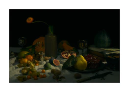 Still life photograph looking like an 18th century oil painting.